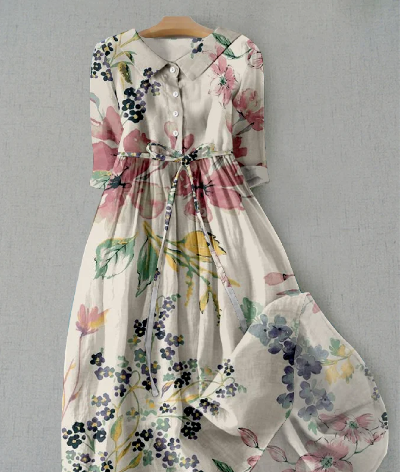 Floral Summer Dress Women | Linen, Button Placket | Breathable