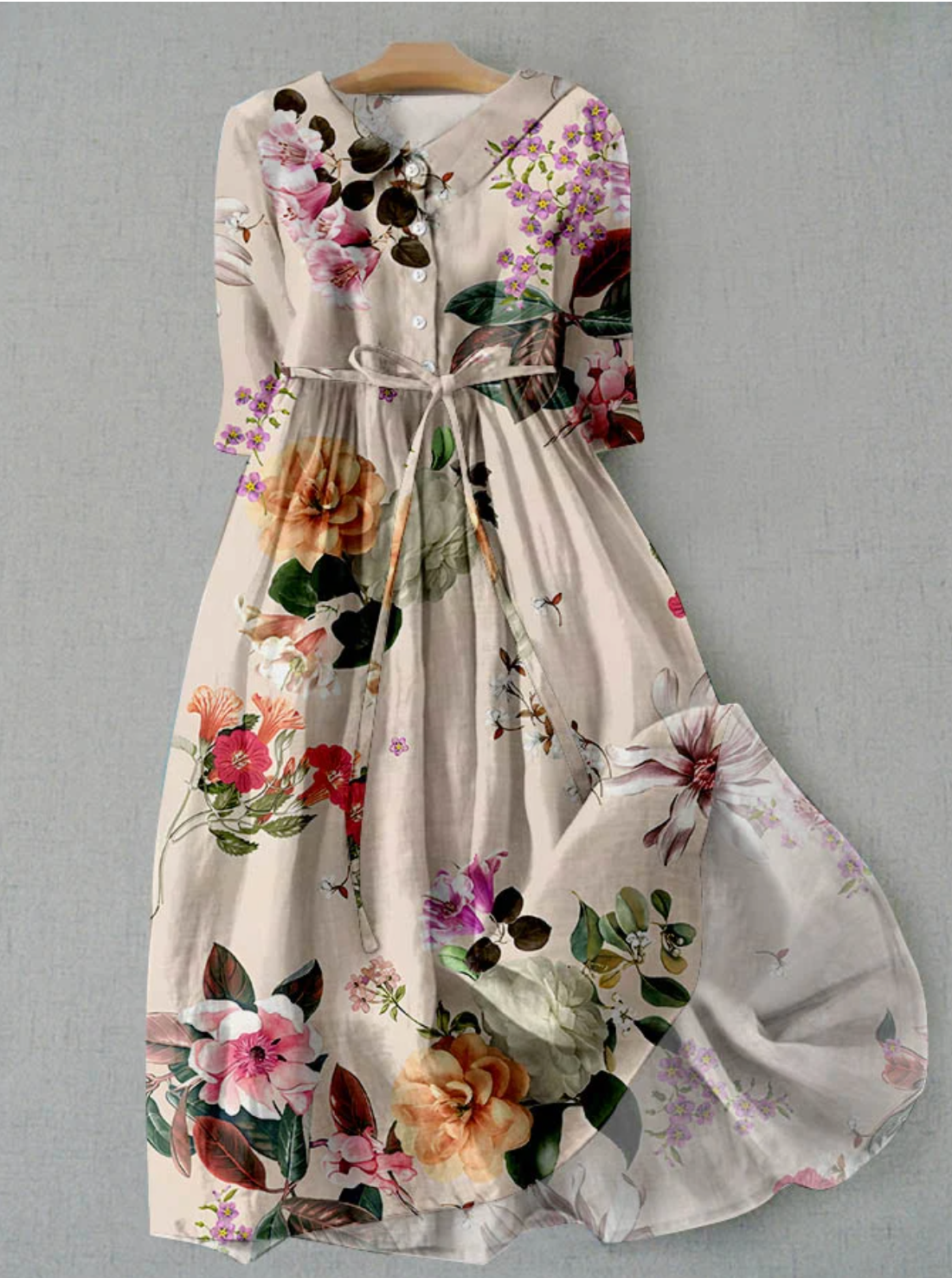 Floral Summer Dress Women | Linen, Button Placket | Breathable