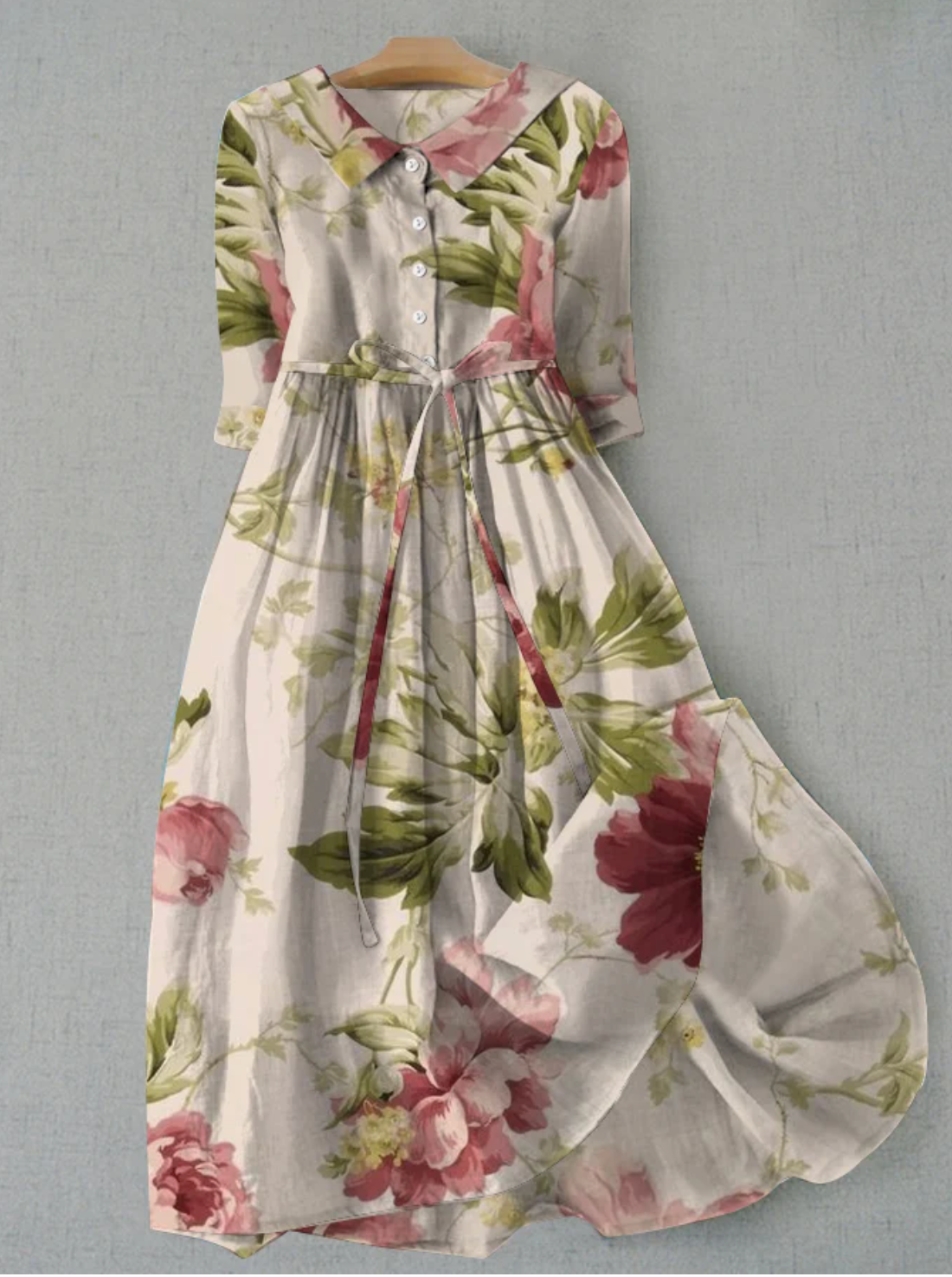 Floral Summer Dress Women | Linen, Button Placket | Breathable