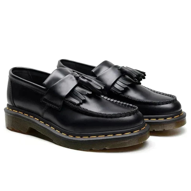 Men's Leather Loafers | Black Slip-On, Tassel, Chunky Sole