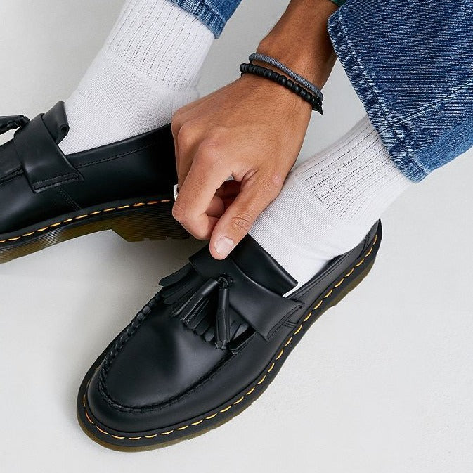 Men's Leather Loafers | Black Slip-On, Tassel, Chunky Sole