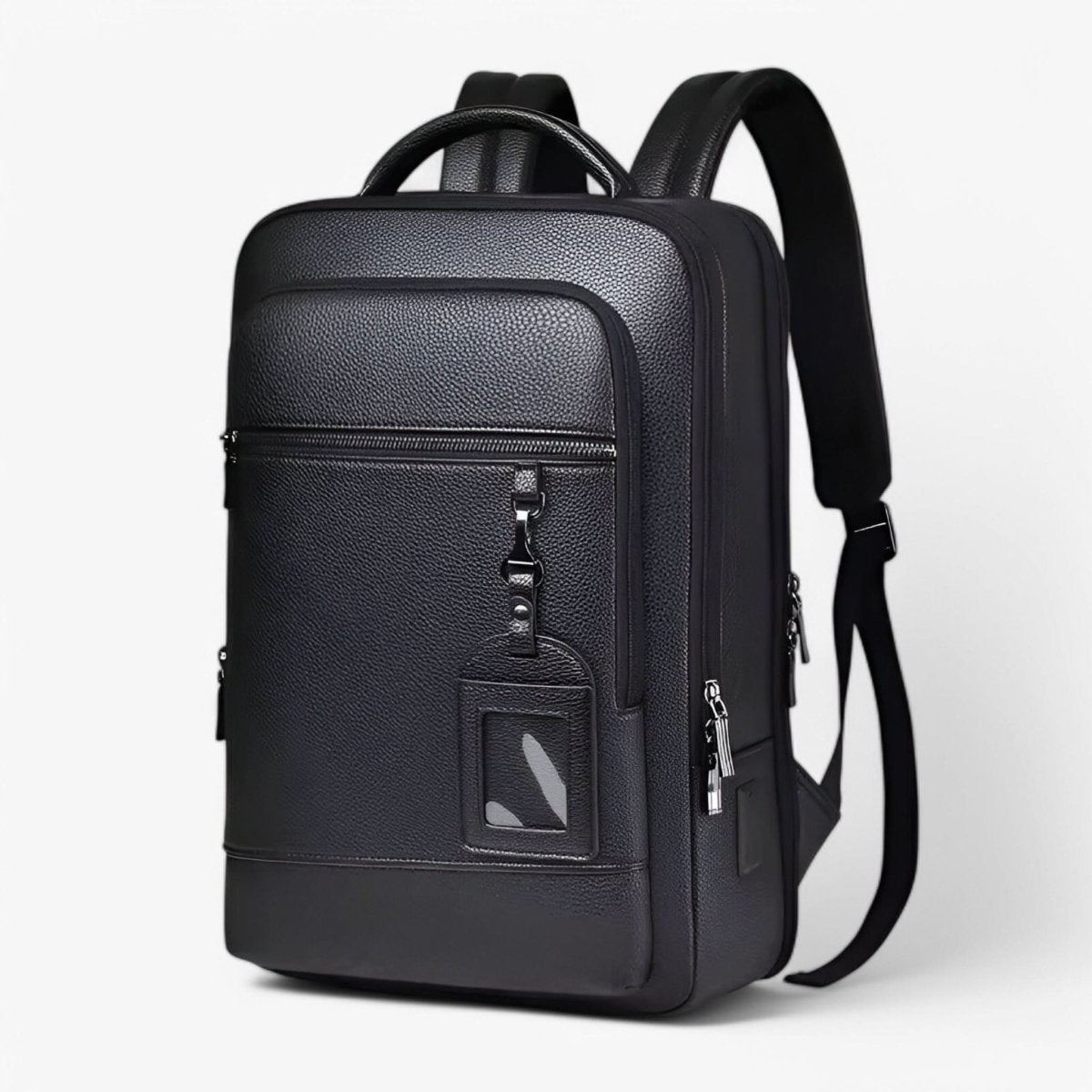 Elegant Leather Laptop Backpack with USB Charging