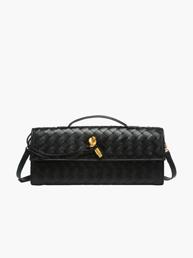 Luna - Luxe Woven Shoulder Bag with Gold Closure
