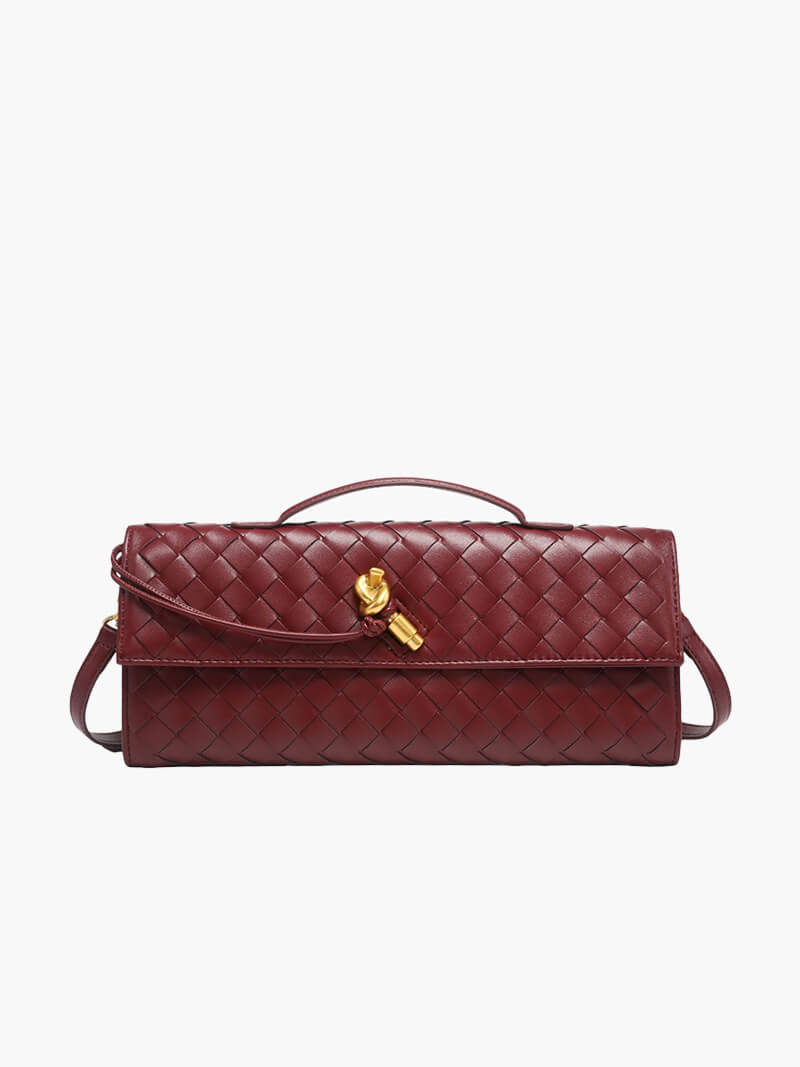 Luna - Luxe Woven Shoulder Bag with Gold Closure