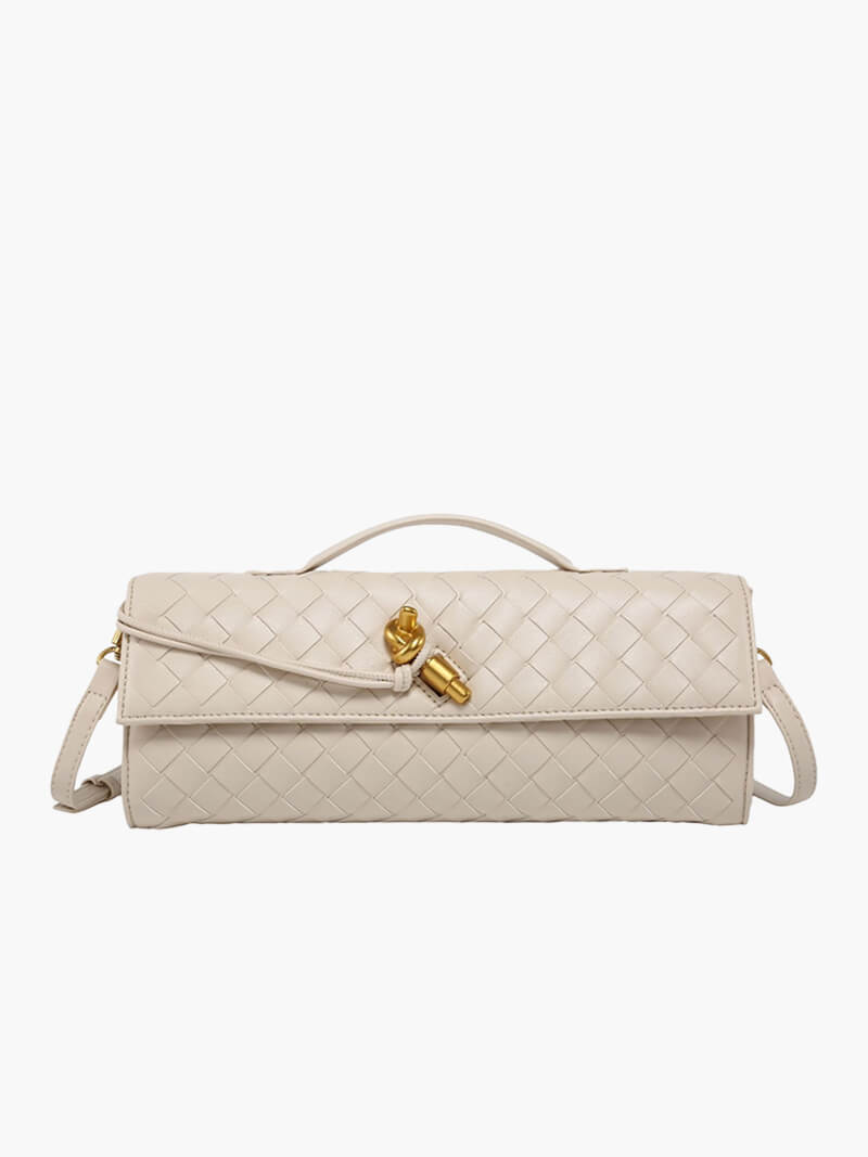Luna - Luxe Woven Shoulder Bag with Gold Closure