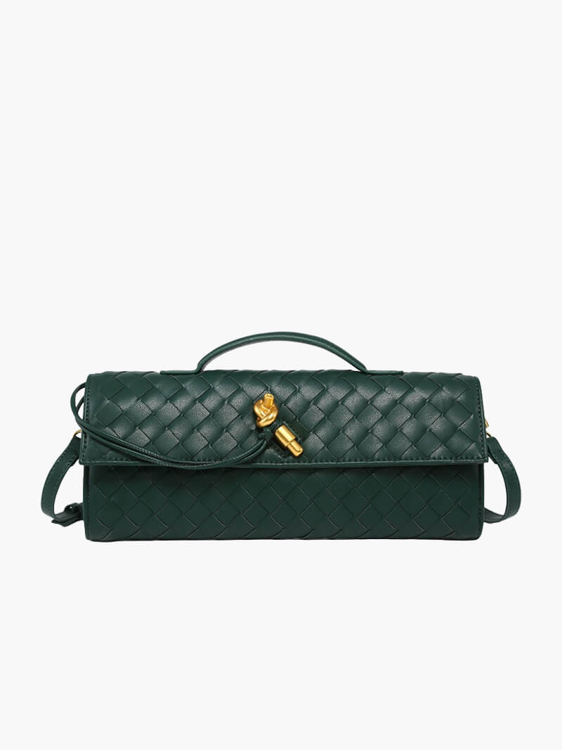 Luna - Luxe Woven Shoulder Bag with Gold Closure