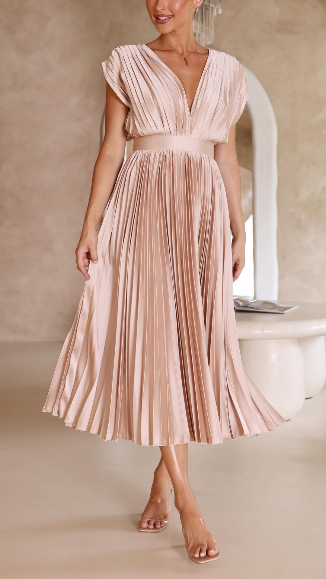 Tessa | Women’s Classic Pleated Maxi Dress