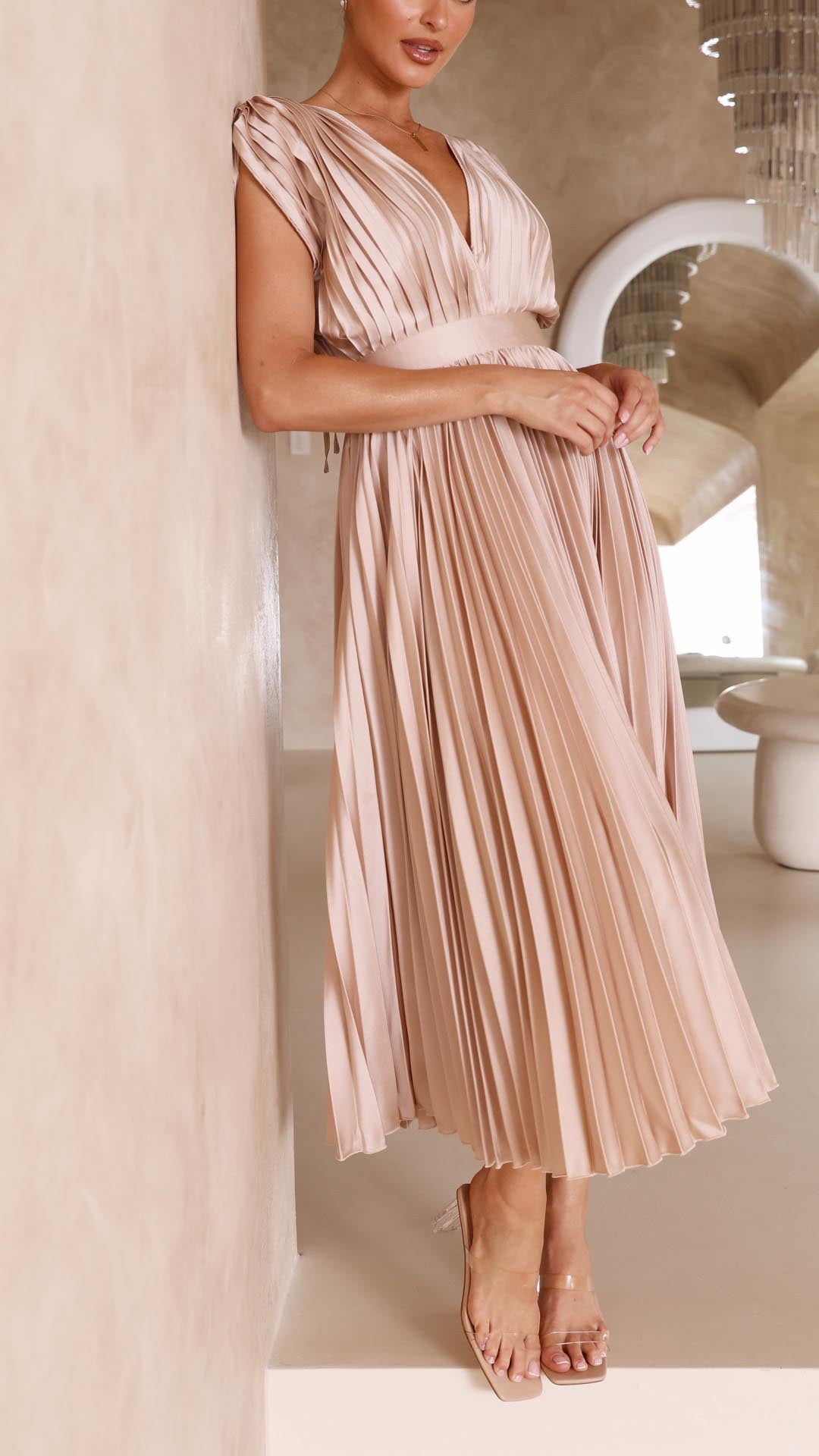 Tessa | Women’s Classic Pleated Maxi Dress