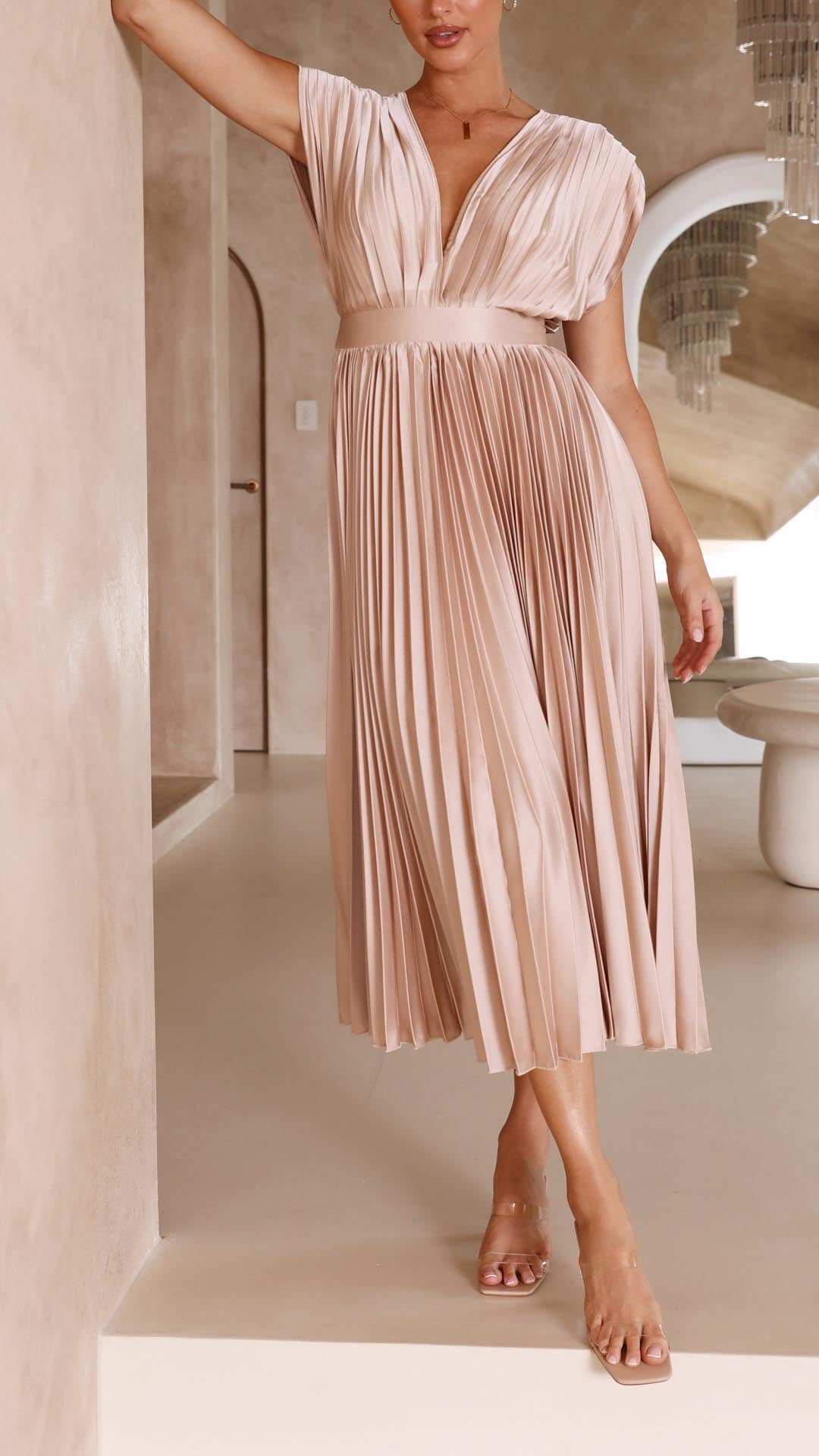Tessa | Women’s Classic Pleated Maxi Dress