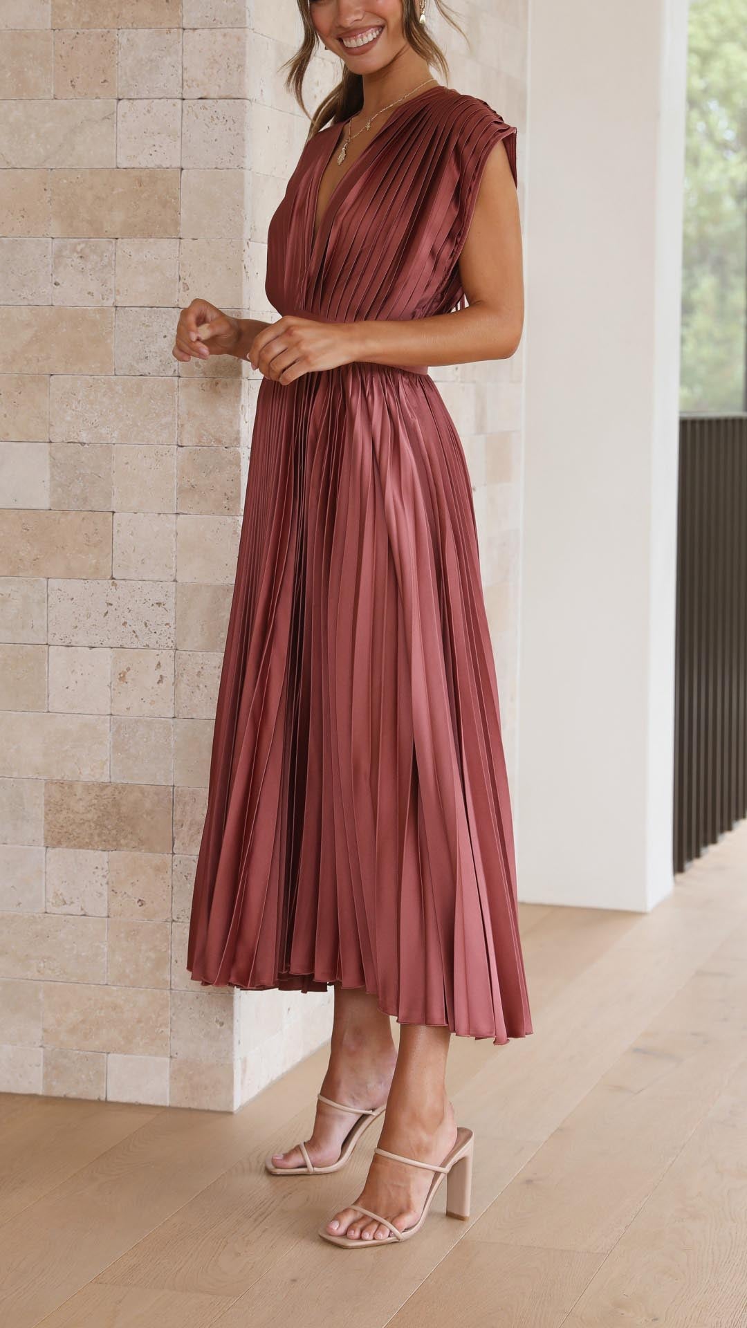 Tessa | Women’s Classic Pleated Maxi Dress