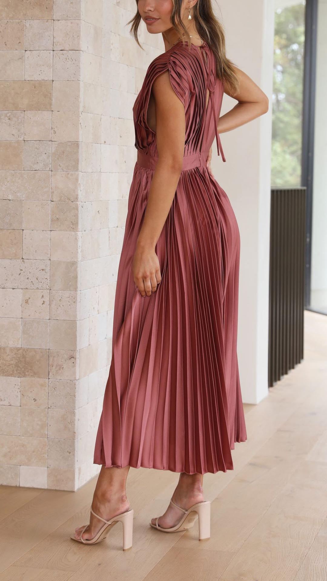Tessa | Women’s Classic Pleated Maxi Dress