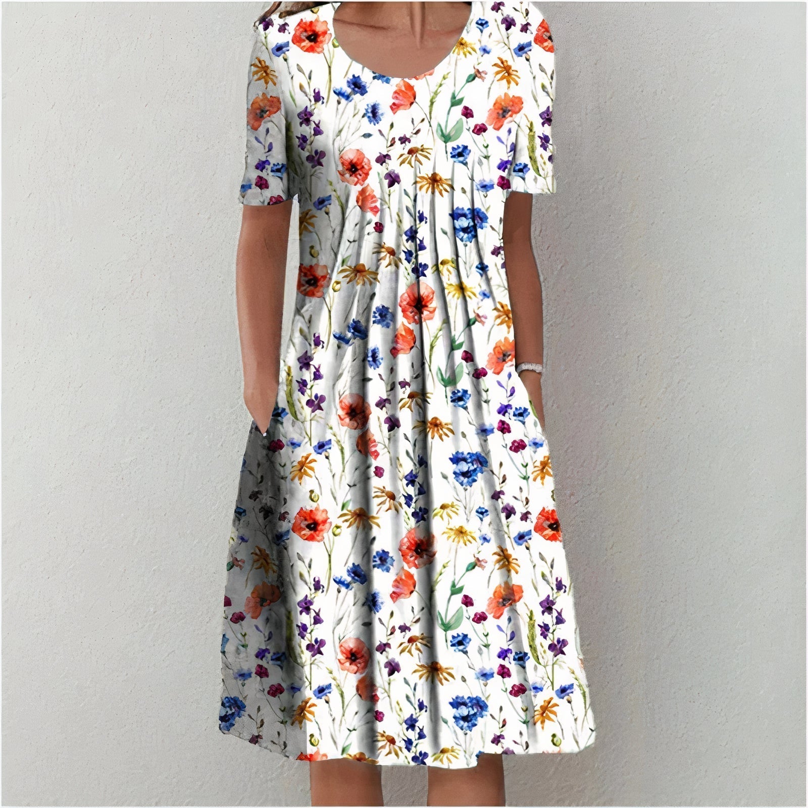Cotton Maxi Dress | Elegant, Versatile | White, Blue, Red Floral