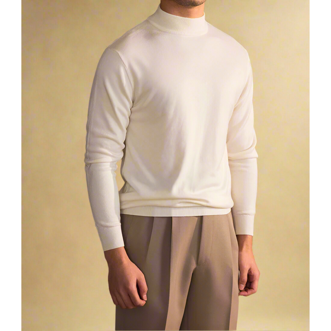 Men's Wool Roll-Neck Sweater - Classic - Elegant