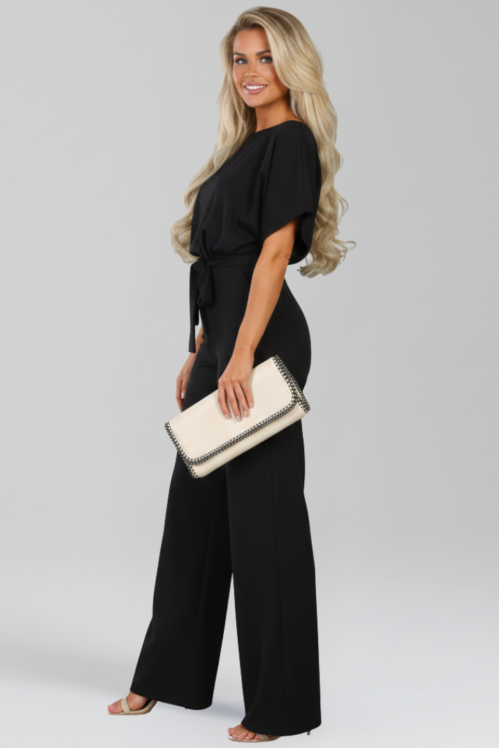 Odette | Women’s Tie-Belt Wide-Leg Classic Jumpsuit