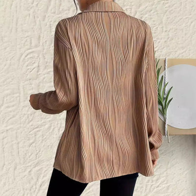 Women's Plus Size Shirt – Fashionable Button Design with Fold-Down Collar