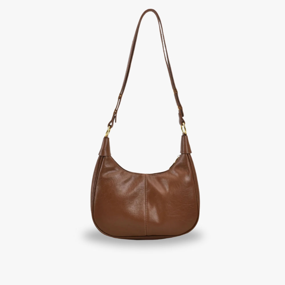 Minimalist Half-Moon Leather Shoulder Bag for Women