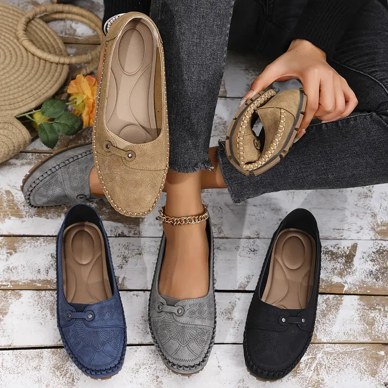 Women's Leather Shoes | Wide Fit, Slip-On | Soft, Non-Slip Sole