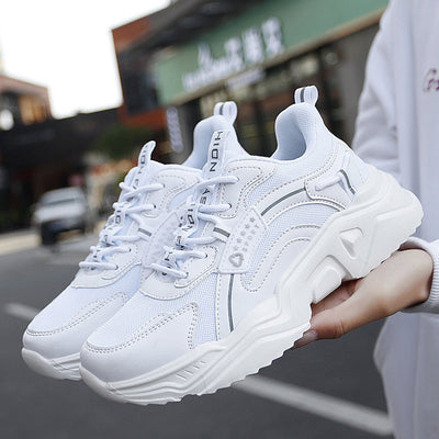 Women's Trendy White Sneakers – Chunky Sole Casual Sports Style for Spring & Summer