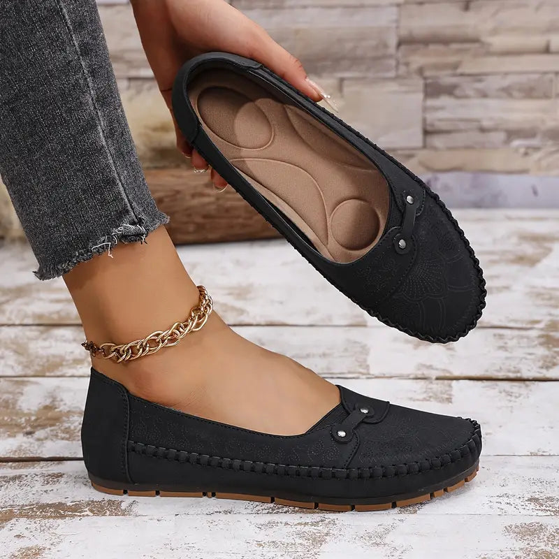 Women's Leather Shoes | Wide Fit, Slip-On | Soft, Non-Slip Sole