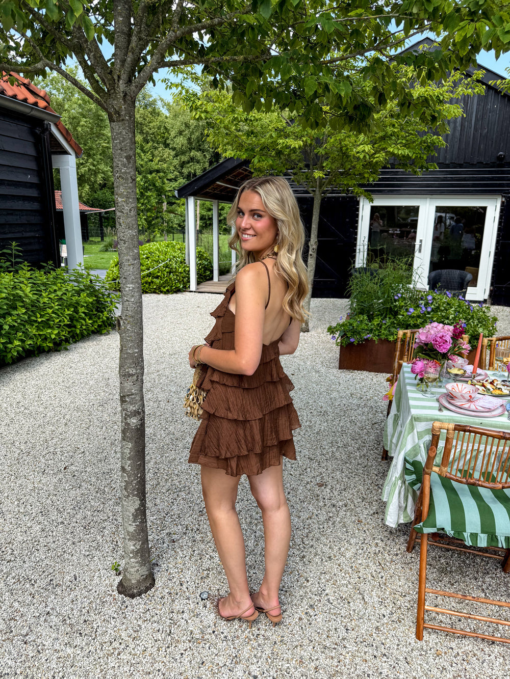 Women's Mini Dress | Asymmetrical Ruffle Design, Summer Casual
