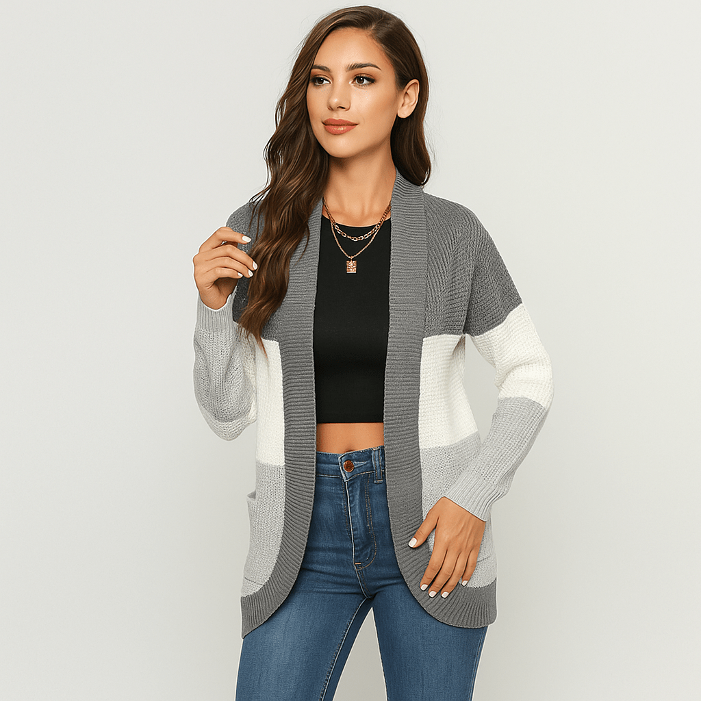 Women's Knit Cardigan - Oversized Loose Fit - Practical Pockets