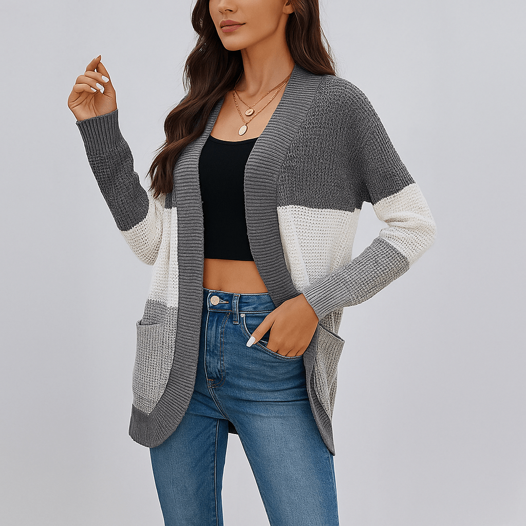 Women's Knit Cardigan - Oversized Loose Fit - Practical Pockets