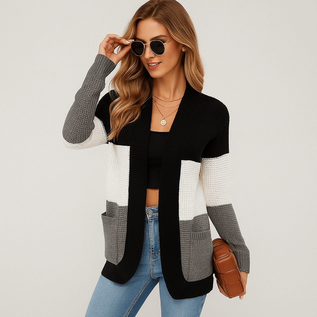 Women's Knit Cardigan - Oversized Loose Fit - Practical Pockets