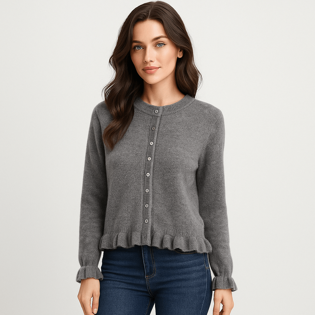 Women's Ruffle-Sleeve Cardigan - Button-Front - Chic Comfort