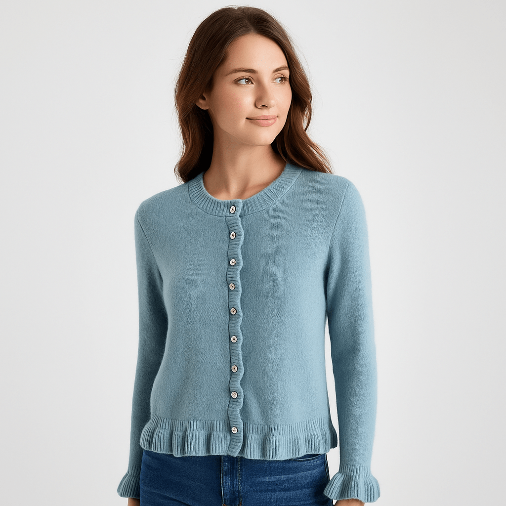 Women's Ruffle-Sleeve Cardigan - Button-Front - Chic Comfort