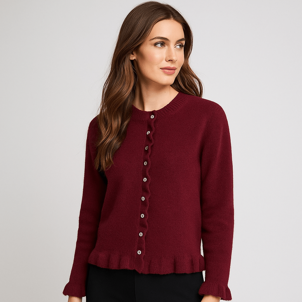 Women's Ruffle-Sleeve Cardigan - Button-Front - Chic Comfort