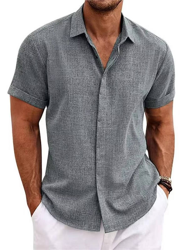 Bea Short Sleeve Linen Blend Button Down Shirt, Regular Fit