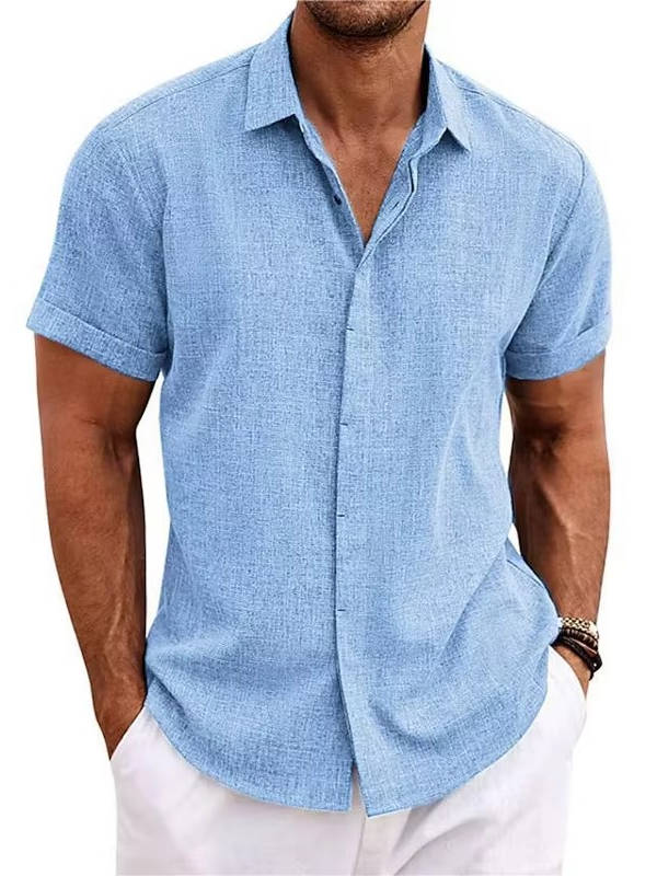 Bea Short Sleeve Linen Blend Button Down Shirt, Regular Fit