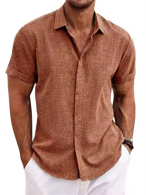 Bea Short Sleeve Linen Blend Button Down Shirt, Regular Fit