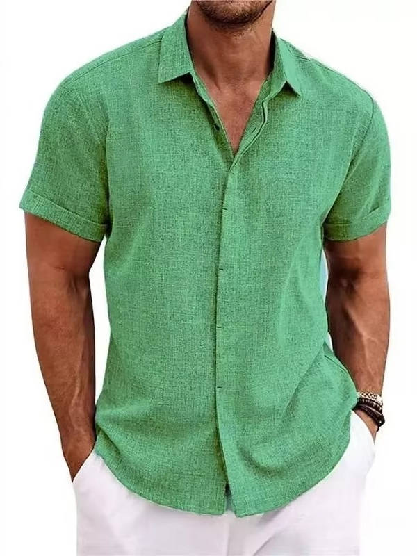 Bea Short Sleeve Linen Blend Button Down Shirt, Regular Fit