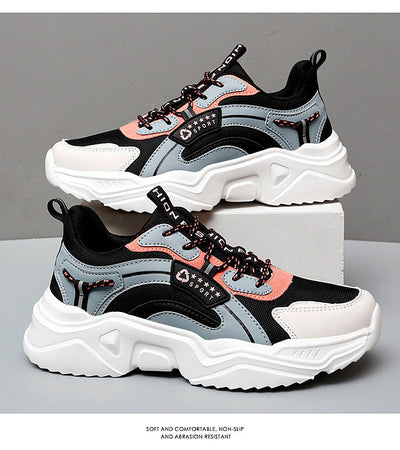 Women's Trendy White Sneakers – Chunky Sole Casual Sports Style for Spring & Summer