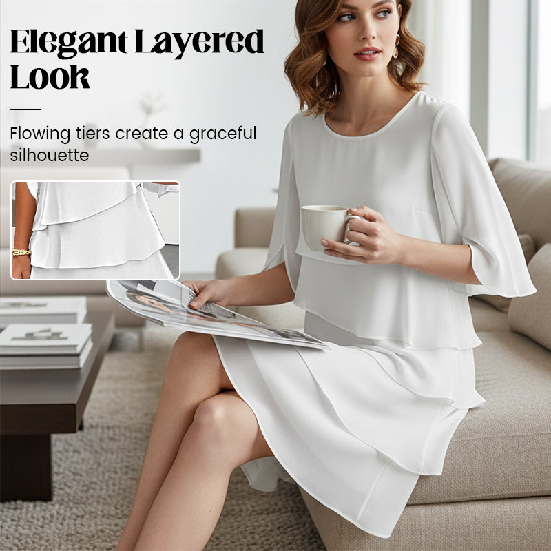 Marlow Layered Dress with Puff Sleeves for Women  -   - Random/recent best seller