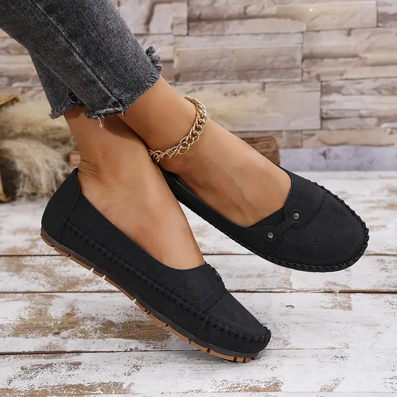 Women's Leather Shoes | Wide Fit, Slip-On | Soft, Non-Slip Sole