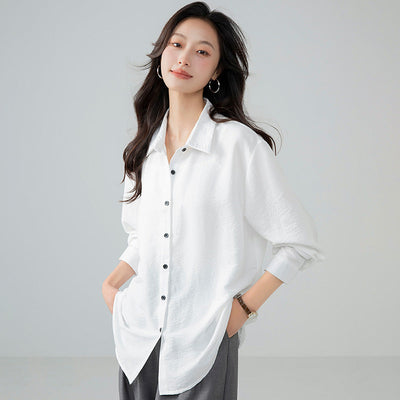 Loose Textured Long Sleeve Shirt – Casual All-Match Style