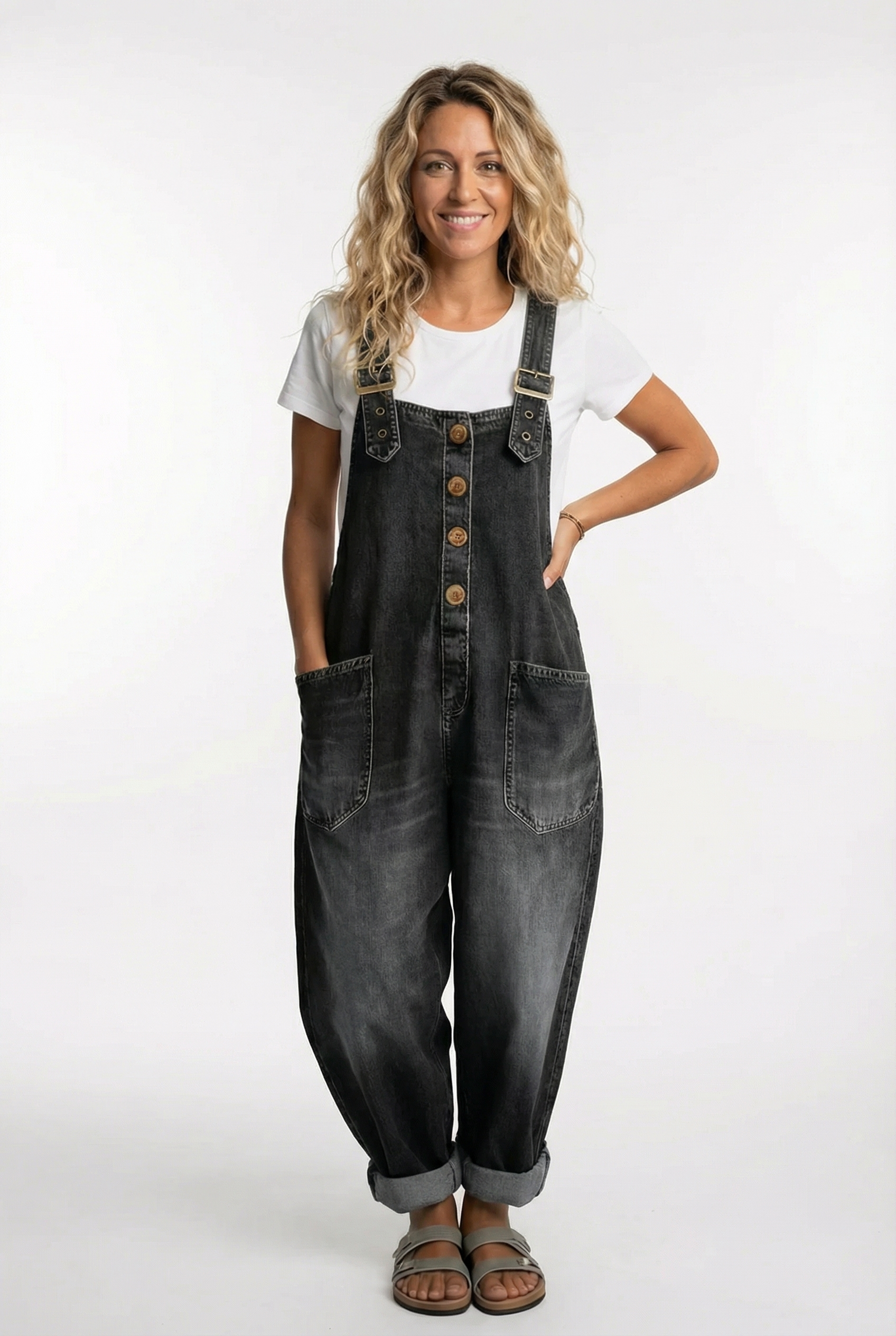 Talia - Versatile Adjustable Buckle Denim Overalls
