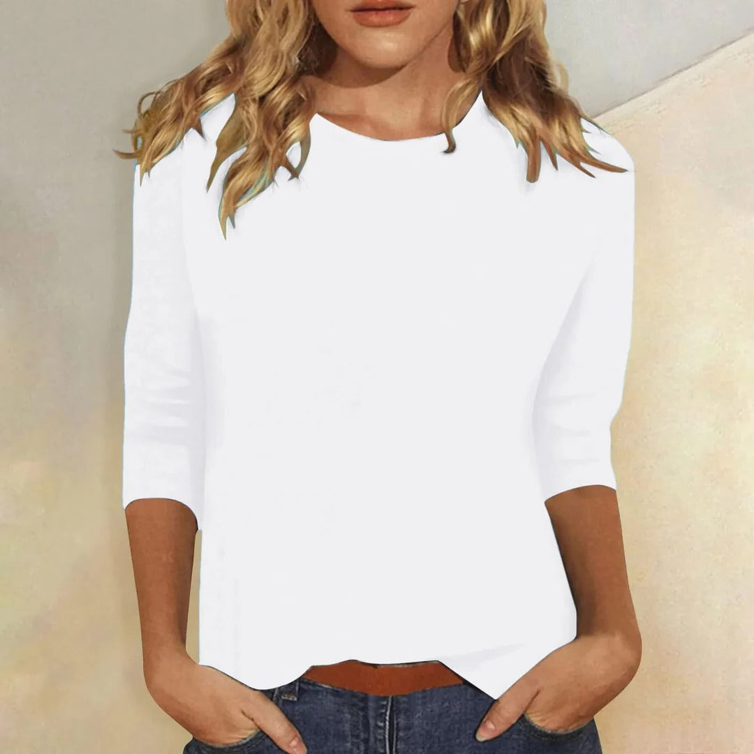 Stella| Women's Crew Neck 3/4 Sleeve Casual Everyday Top