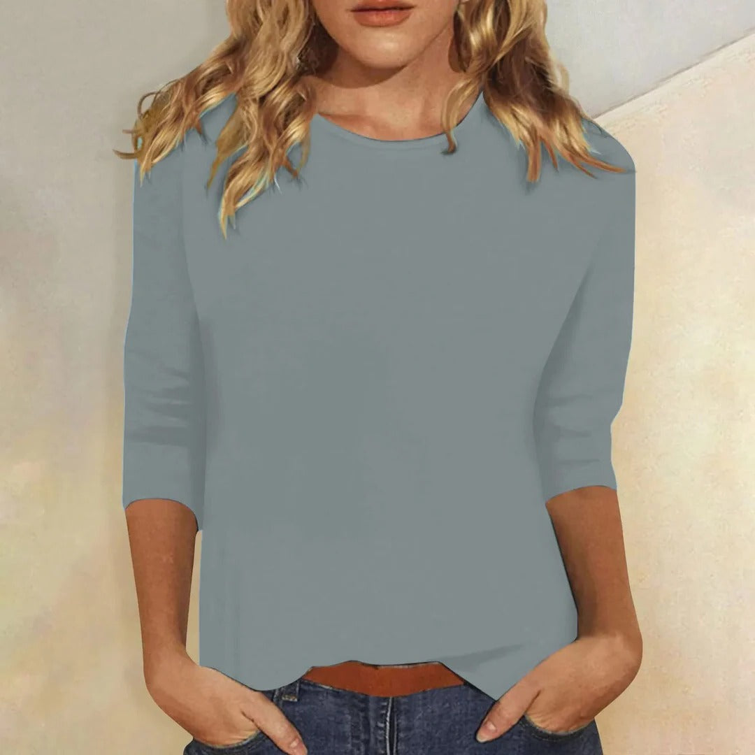 Stella| Women's Crew Neck 3/4 Sleeve Casual Everyday Top