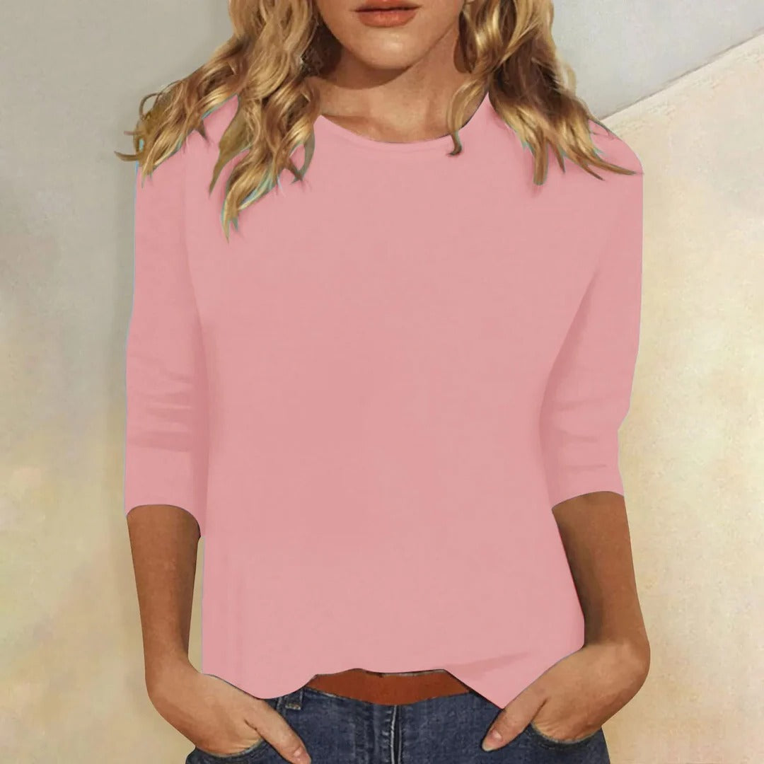 Stella| Women's Crew Neck 3/4 Sleeve Casual Everyday Top