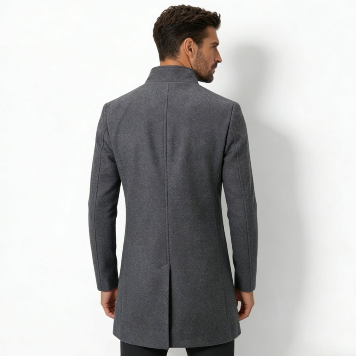 Men’s Overcoat | Grey Wool Blend, Tailored