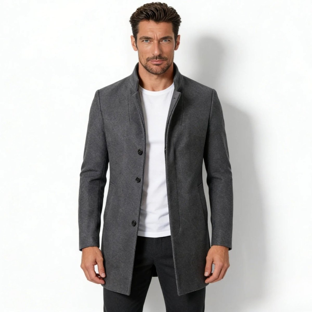 Men’s Overcoat | Grey Wool Blend, Tailored