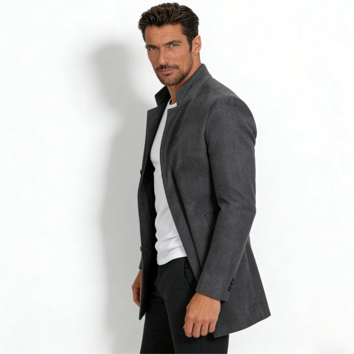 Men’s Overcoat | Grey Wool Blend, Tailored