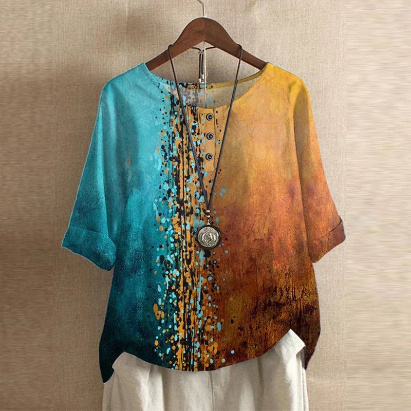 Amara | Plus Size Floral Blouse Short Sleeve Relaxed Fit Vintage
