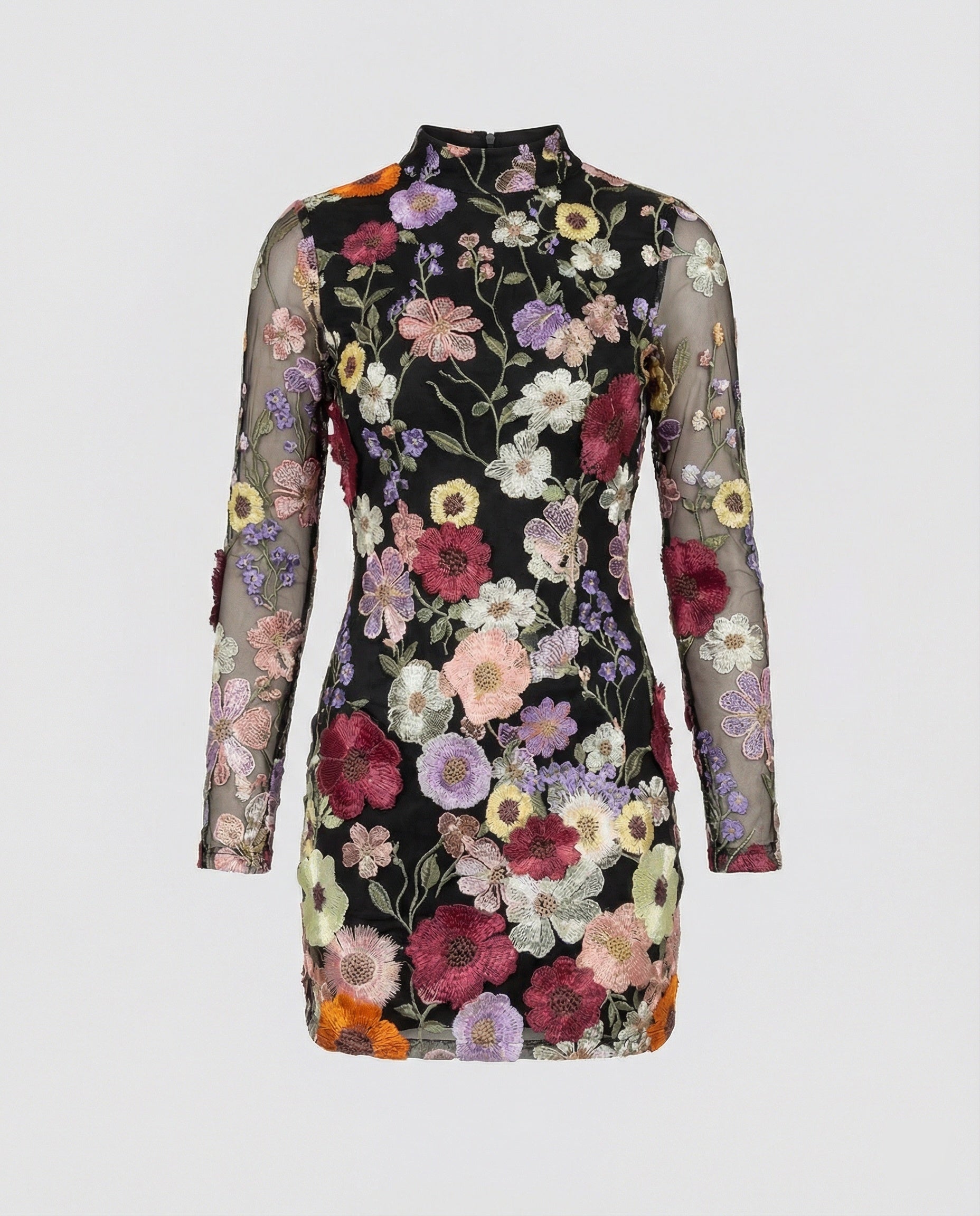 Floral Summer Dress Women | Mini Dress, Long Sleeve | Embroidered