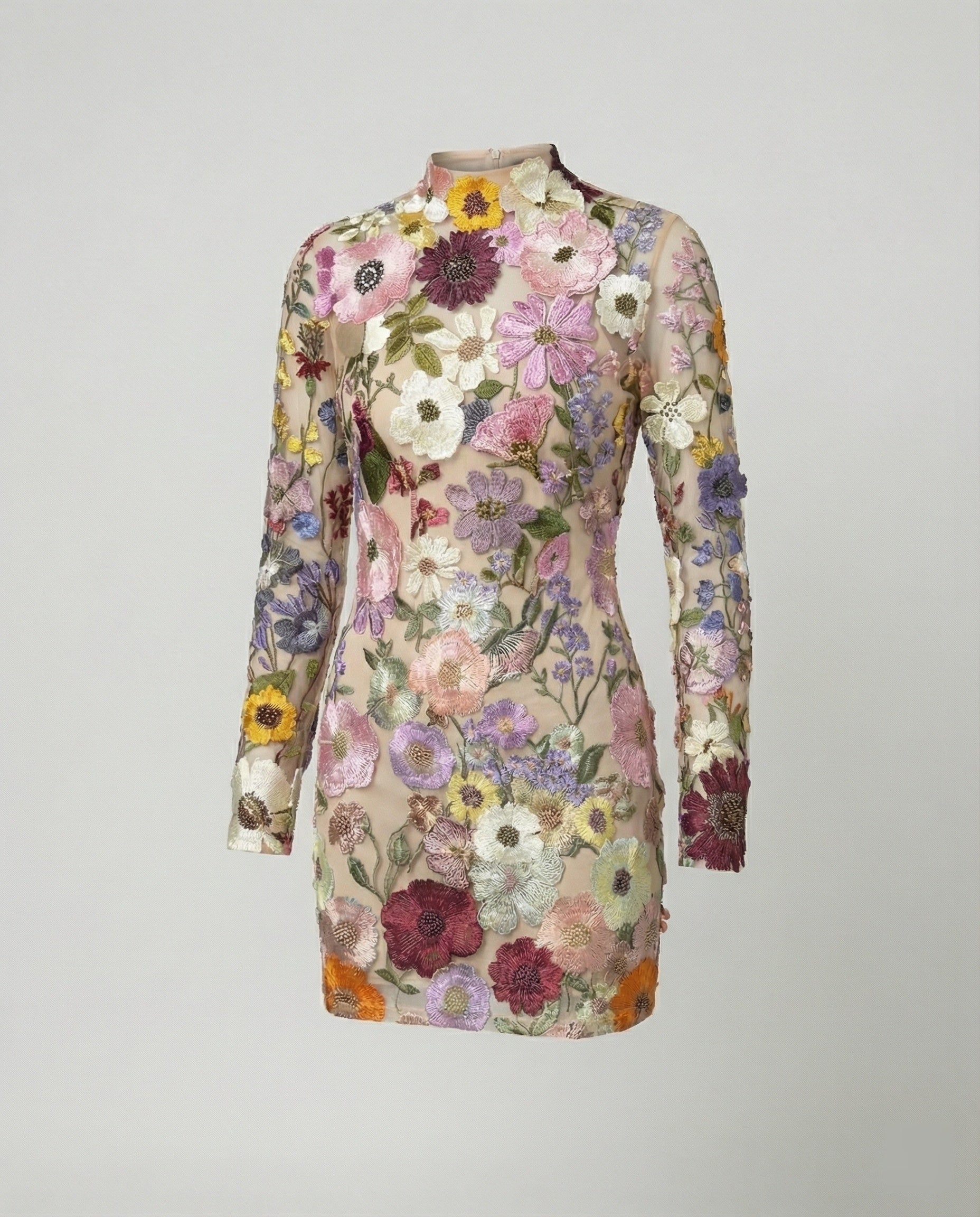 Floral Summer Dress Women | Mini Dress, Long Sleeve | Embroidered