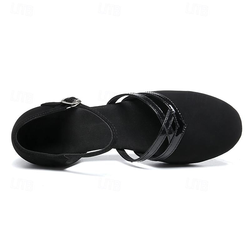 Women's Dance Shoes | Black Suede | Ankle Strap