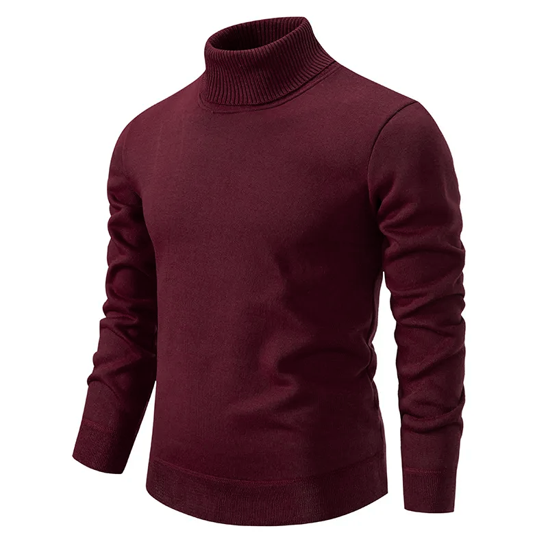 Men's Cotton Roll-Neck Sweater - Soft - High-Quality